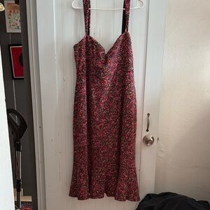 Hutch Floral Midi Dress - Red and Black